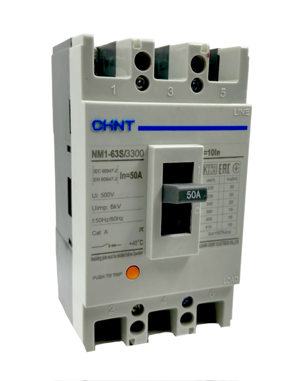 Автоматический выключатель NM1-63S/3P 50A 15kA (CHINT) 126682