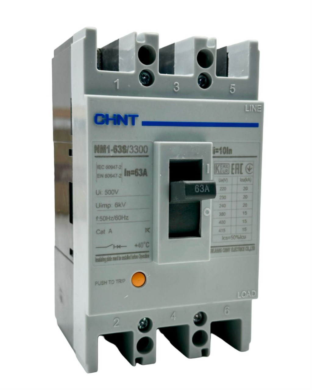 Автоматический выключатель NM1-63S/3P 63A 15kA (CHINT) 126683