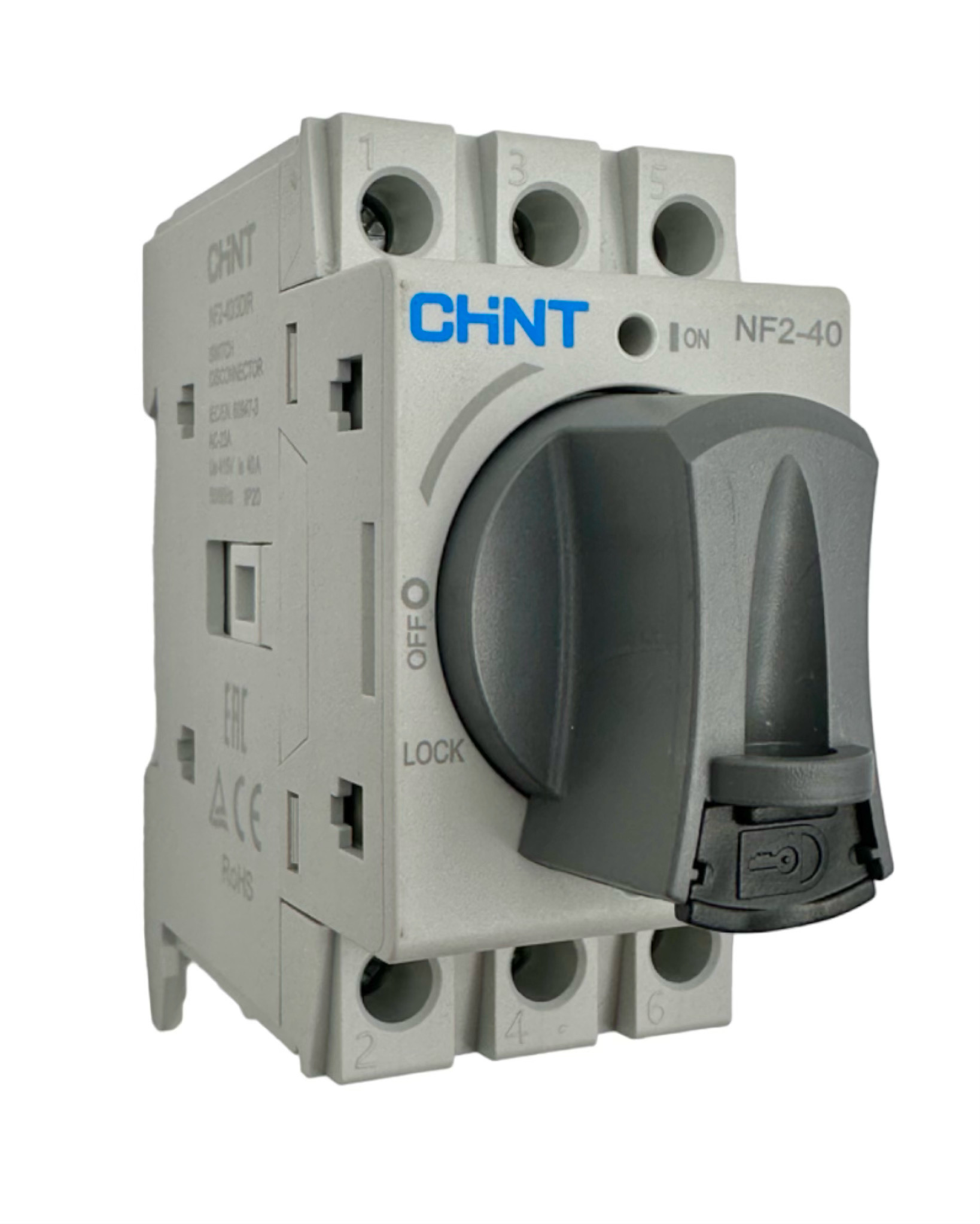Выключатель-разъединитель NF2-40/3DIR 3P 40А со стандартной ручкой на DIN-рейку или монтажную плату (R) (CHINT) 324158