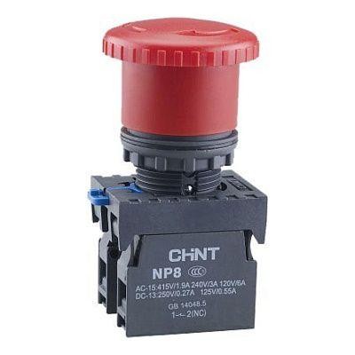 Кнопка управления Грибок ф40мм с фиксацией NP8-11ZS/14 красная 1Н3+1НО IP65 (CHINT) 667129