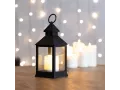 Декоративный фонарь со свечкой, черный корпус, размер 10,5х10,5х24 см, цвет ТЕПЛЫЙ БЕЛЫЙ