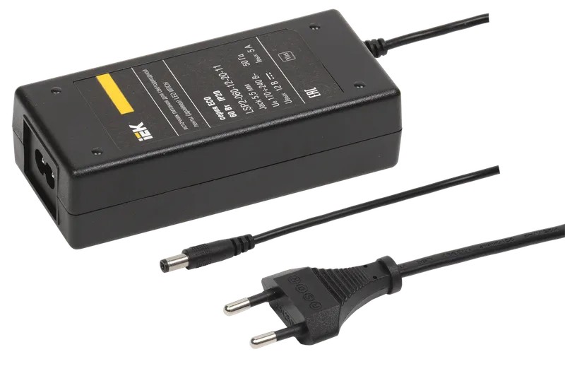Драйвер LED ИПСН-ECO 60Вт 12В сетевая вилка-блок-Jack5,5 IP20 ИЭК