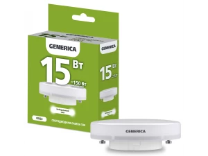 Лампа светодиодная T80 таблетка 15Вт 230В 4000К GX53 GENERICA ИЭК