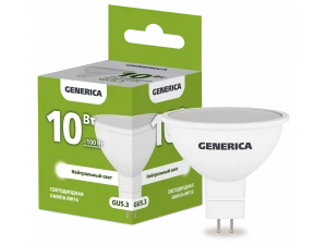 Лампа светодиодная MR16 софит 10Вт 230В 4000К GU5.3 GENERICA ИЭК