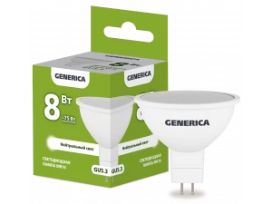 Лампа светодиодная MR16 софит 8Вт 230В 4000К GU5.3 GENERICA ИЭК