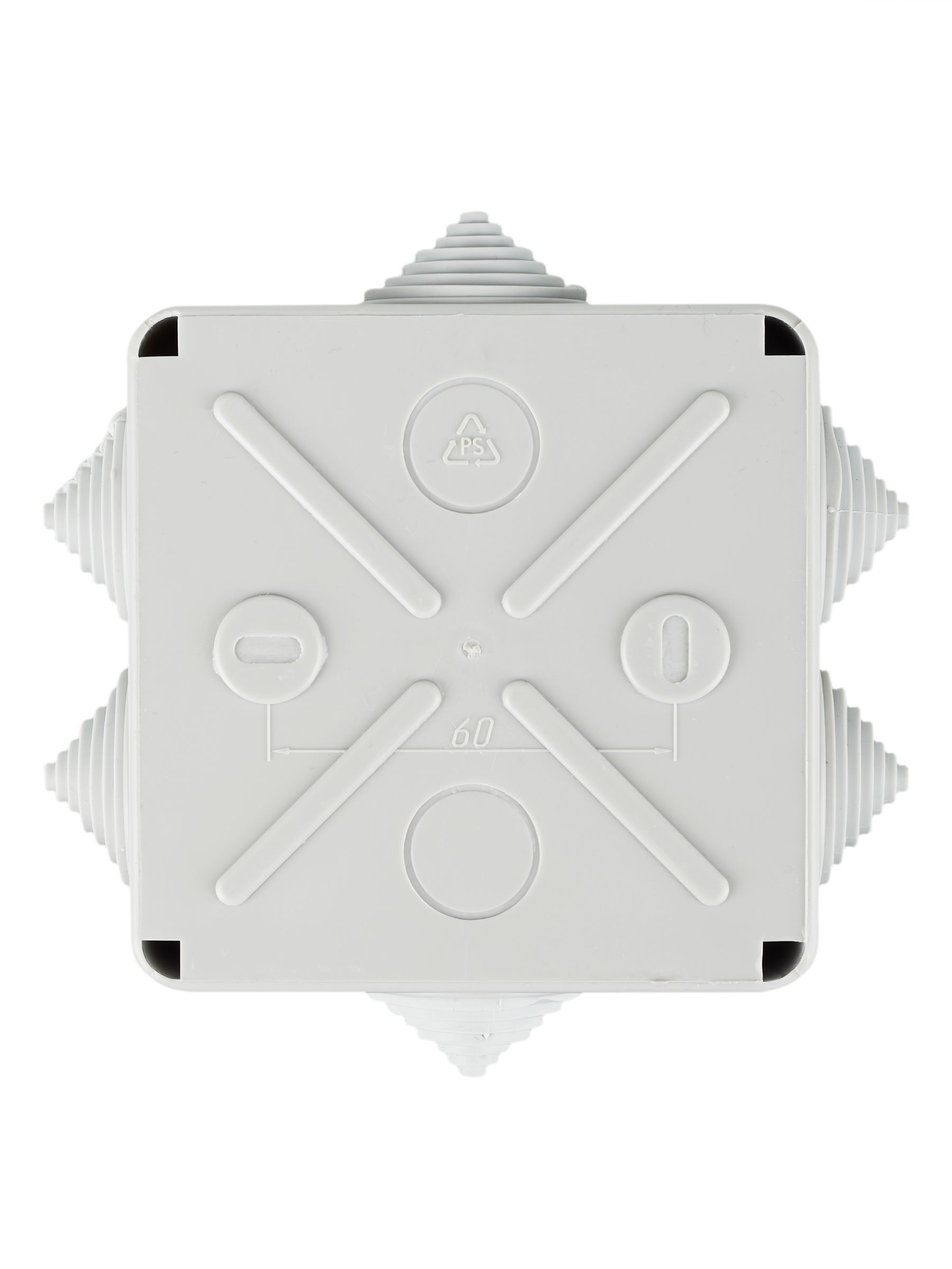 Коробка КМ41233 распаячная для открытой проводки 100х100х50 мм IP44 (RAL7035, 6 гермовводов) ИЭК