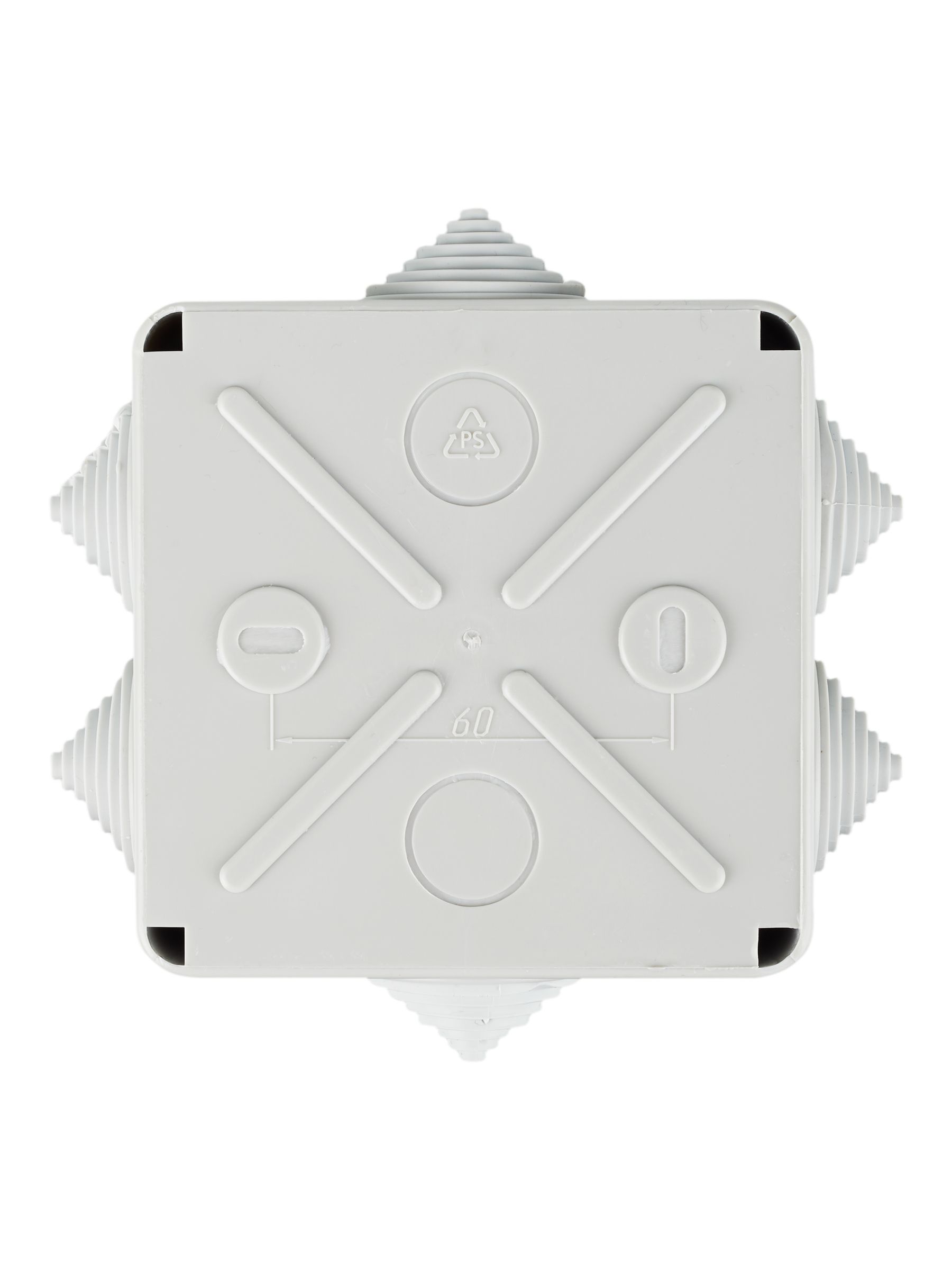 Коробка КМ41234 распаячная для о/п 100х100х50 мм IP55 (RAL7035, 6 гермовводов) ИЭК