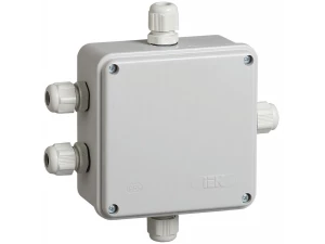 Коробка КМ41330 распаячная для о/п 100х100х50 мм IP55 (RAL7035, гермовводы PG9 5 шт) ИЭК