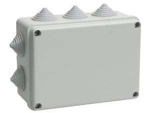 Коробка КМ41242 распаячная для о/п 150х110х70 мм IP55 (RAL7035, 10 гермовводов) ИЭК