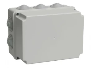Коробка распаячная КМ41246 для открытой проводки 190х140х120мм IP55 (RAL 7035, 10 гермовводов) ИЭК