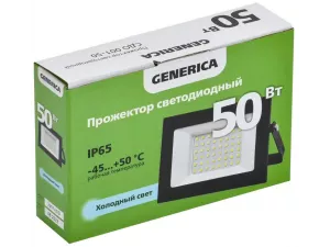 Прожектор СДО 001-50 светодиодный черный IP65 6500 K GENERICA ИЭК