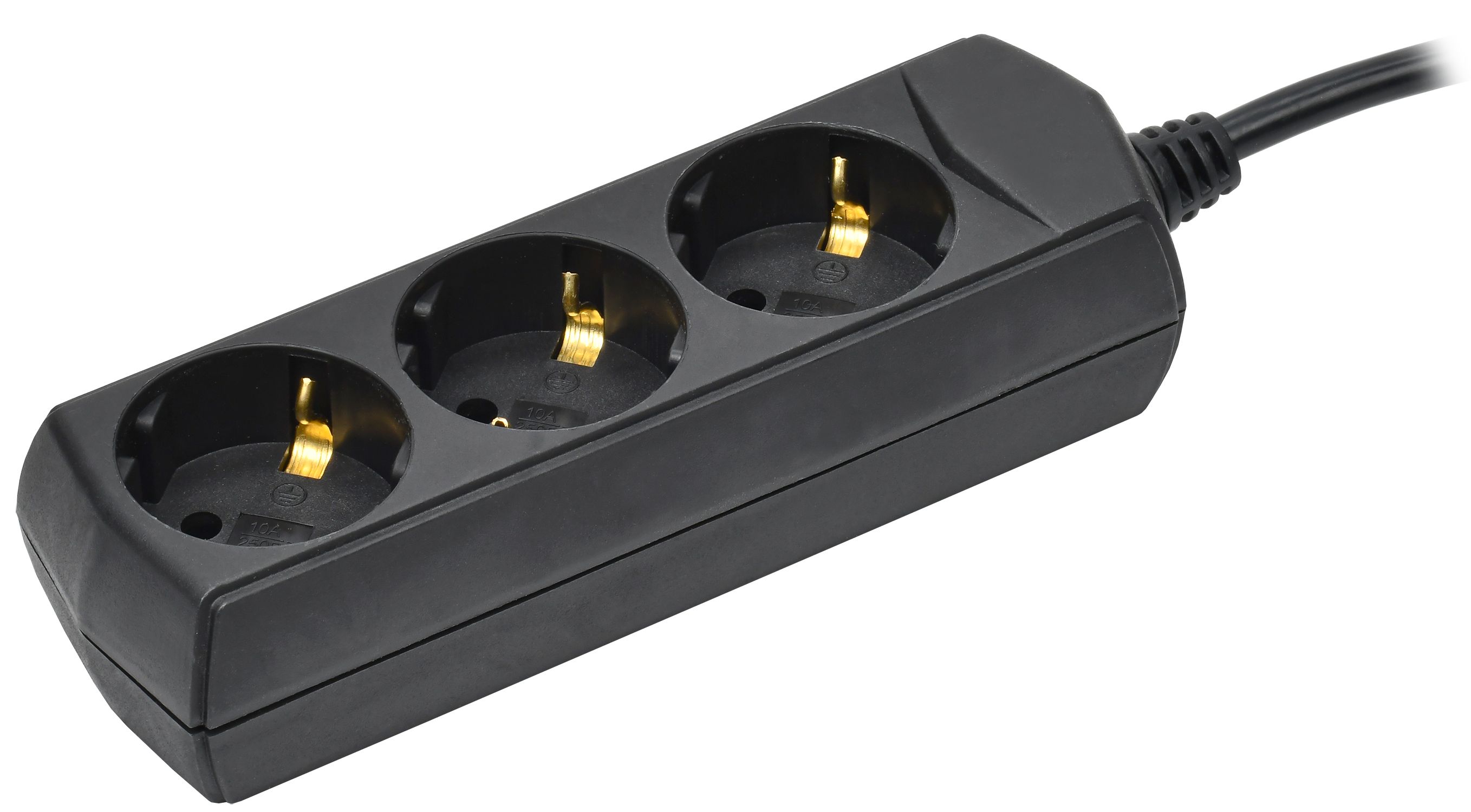 Удлинитель У03 3 места с заземлением 3м 3х1мм2 10А 250В черный GENERICA ИЭК