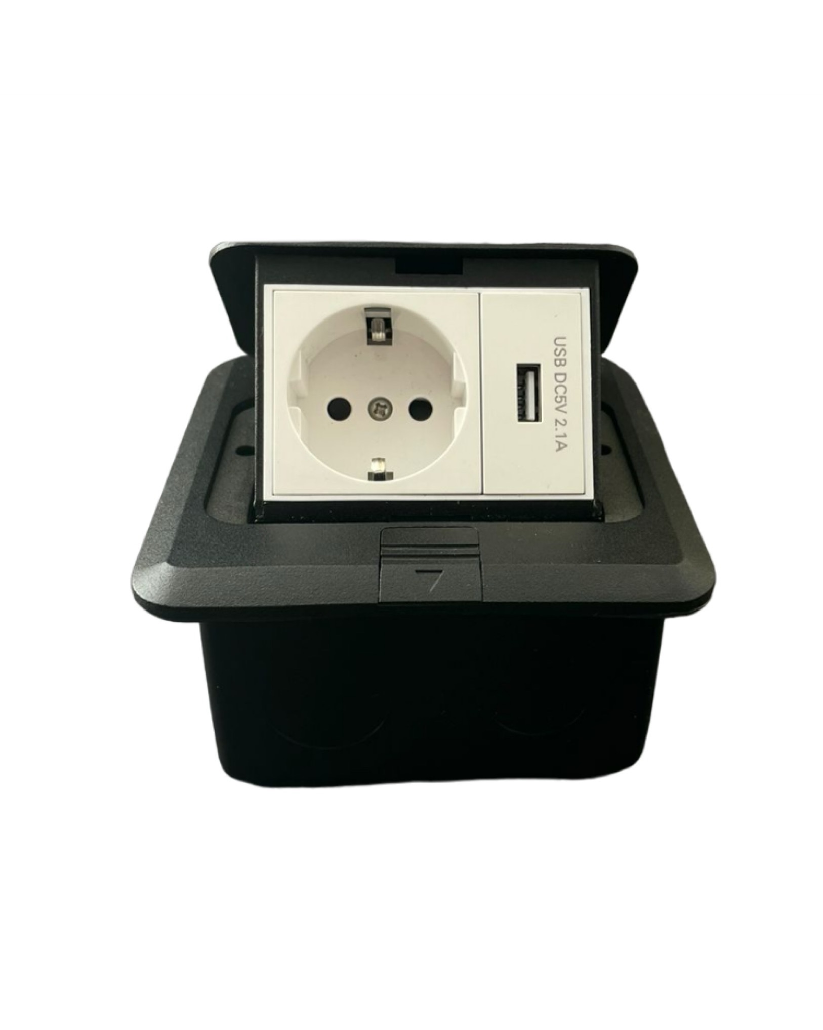 Напольная розетка EU+USB Black
