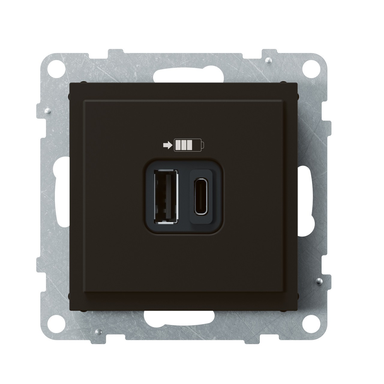 Зарядное устройство USB 2 выхода Тип А - Тип С SUNO, антрацит /721430/
