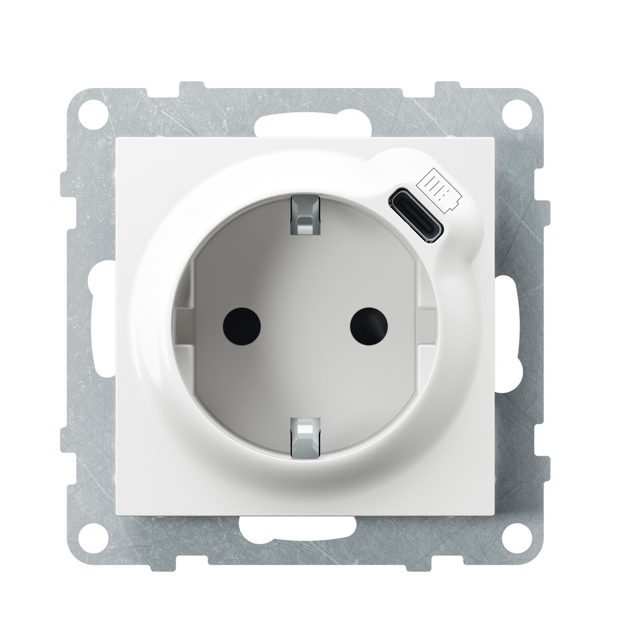 Розетка 2К+З с USB Type-C SUNO, белый /721129/