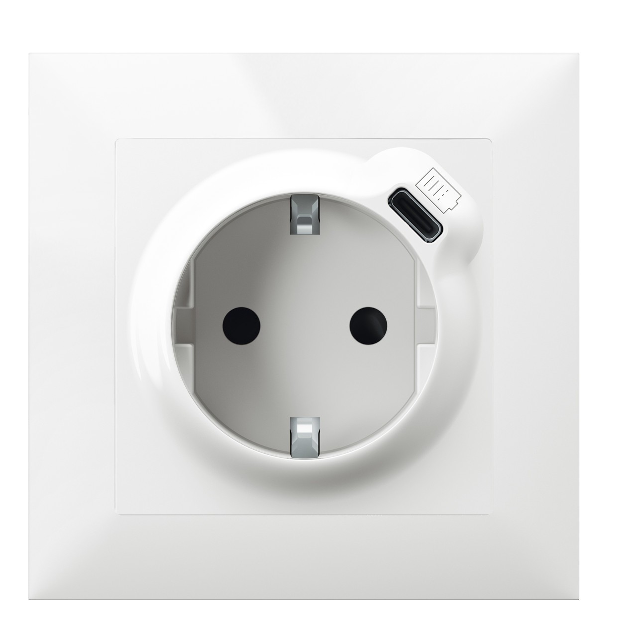 Розетка 2К+З с USB Type-C SUNO, белый /721129/