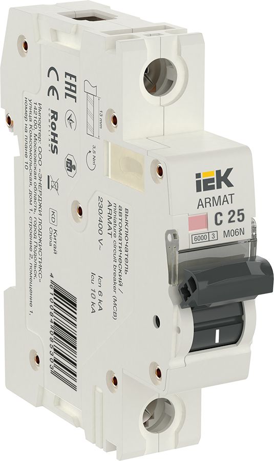 Автоматический выключатель M06N 1P 25A C ARMAT ИЭК