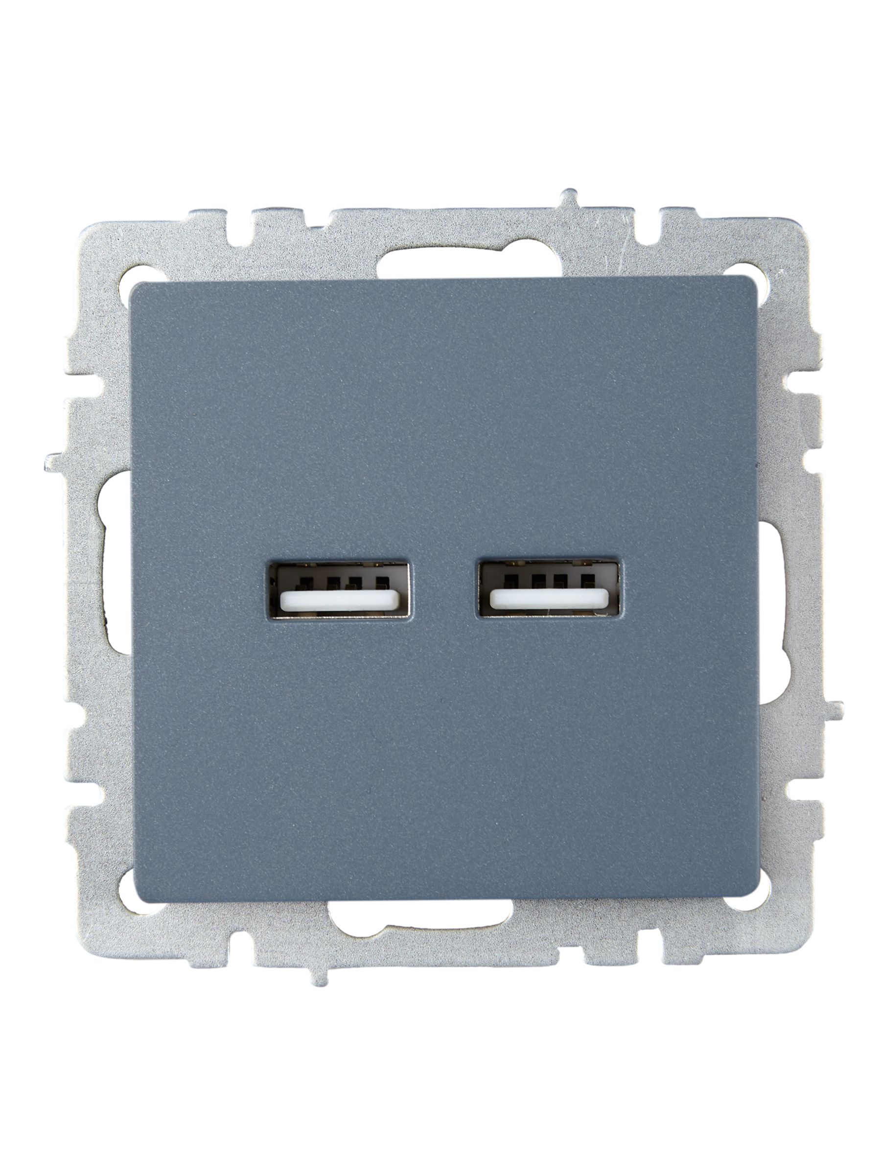 BRITE Розетка USB A+A 5В 3,1А РЮ10-1-БрМ маренго ИЭК
