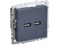 BRITE Розетка USB A+A 5В 3,1А РЮ10-1-БрМ маренго ИЭК