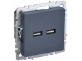 BRITE Розетка USB A+A 5В 3,1А РЮ10-1-БрМ маренго ИЭК