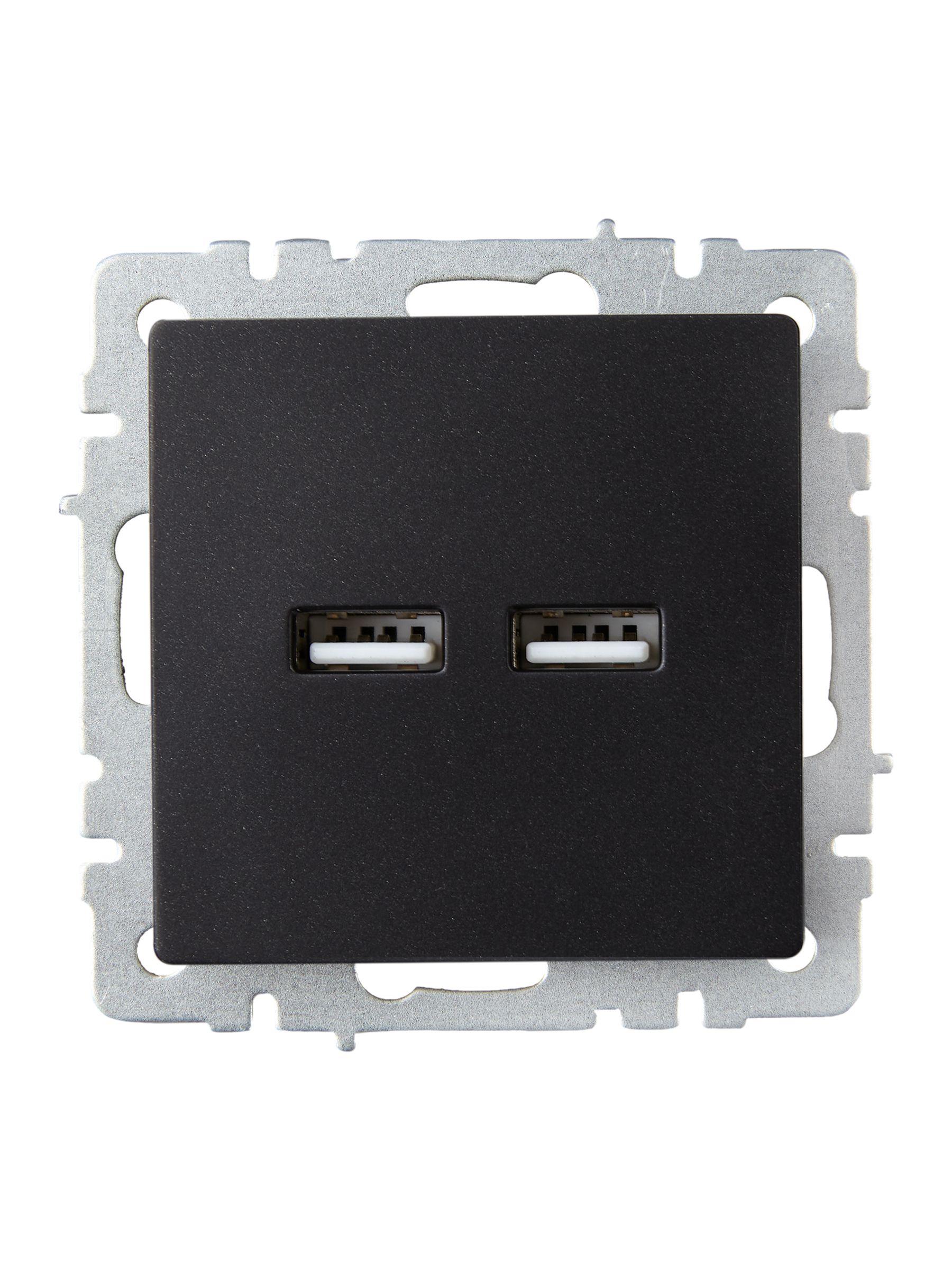 BRITE Розетка USB A+A 5В 3,1А РЮ10-1-БрЧ черный ИЭК