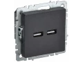 BRITE Розетка USB A+A 5В 3,1А РЮ10-1-БрЧ черный ИЭК