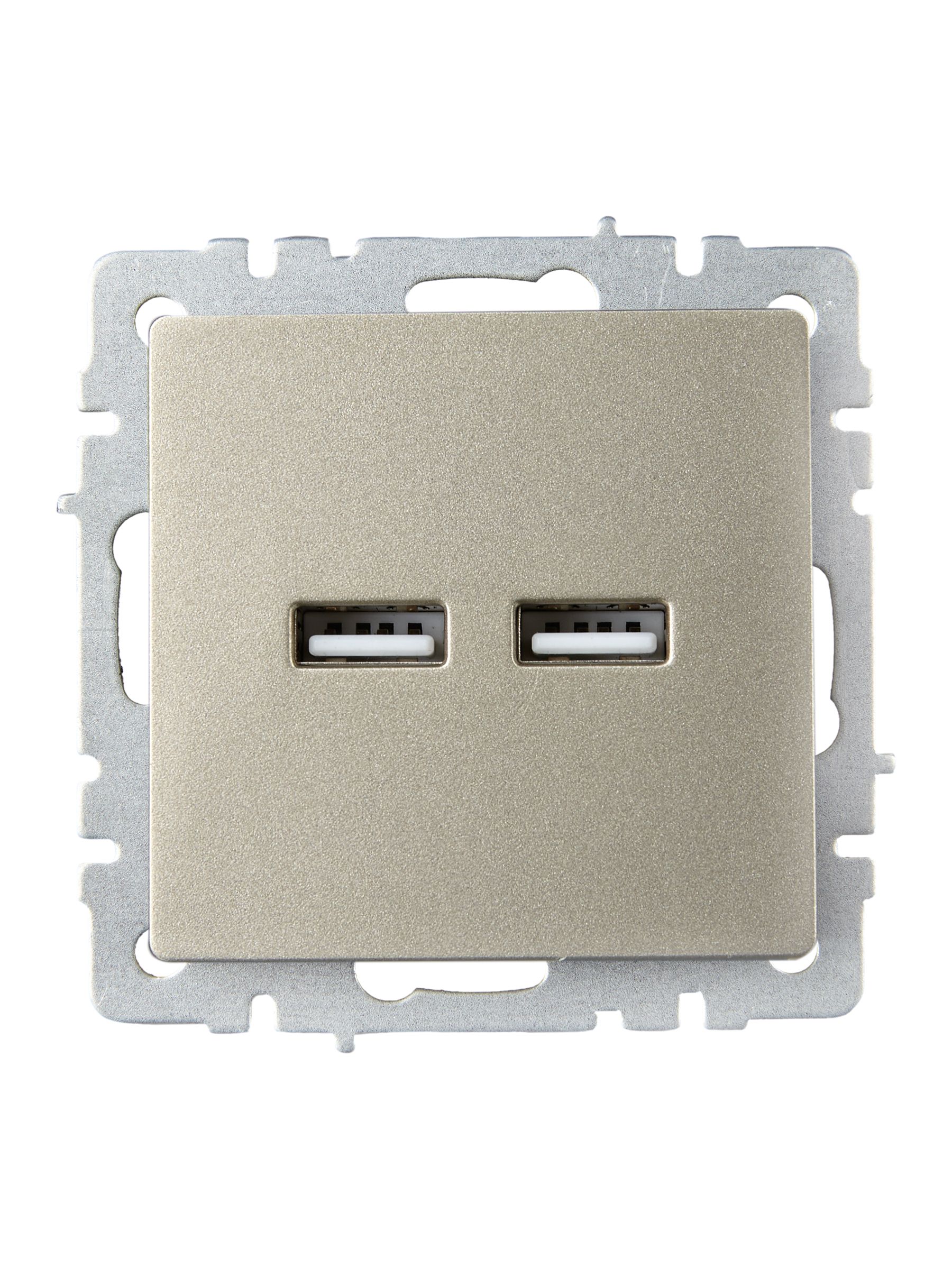 BRITE Розетка USB A+A 5В 3,1А РЮ10-1-БрШ шампань ИЭК