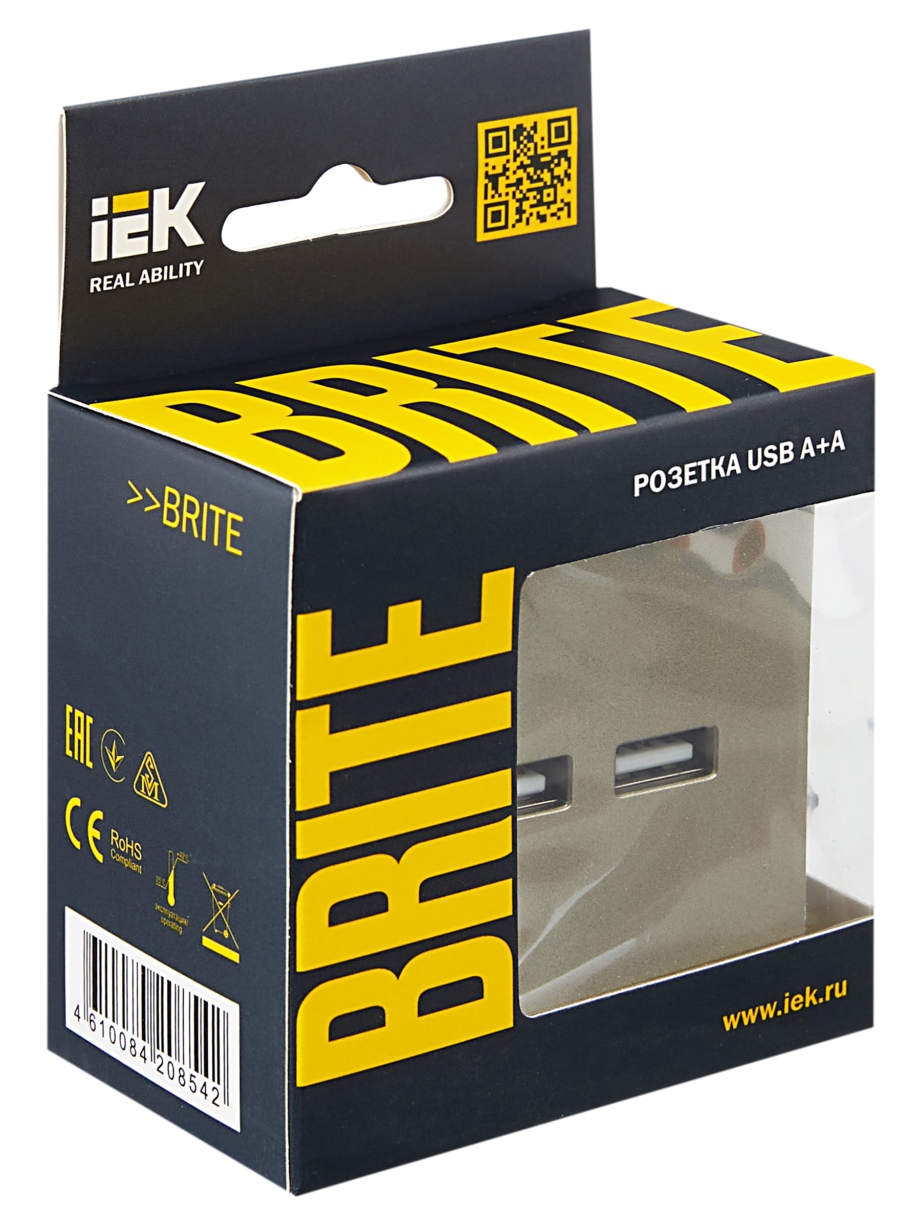 BRITE Розетка USB A+A 5В 3,1А РЮ10-1-БрШ шампань ИЭК
