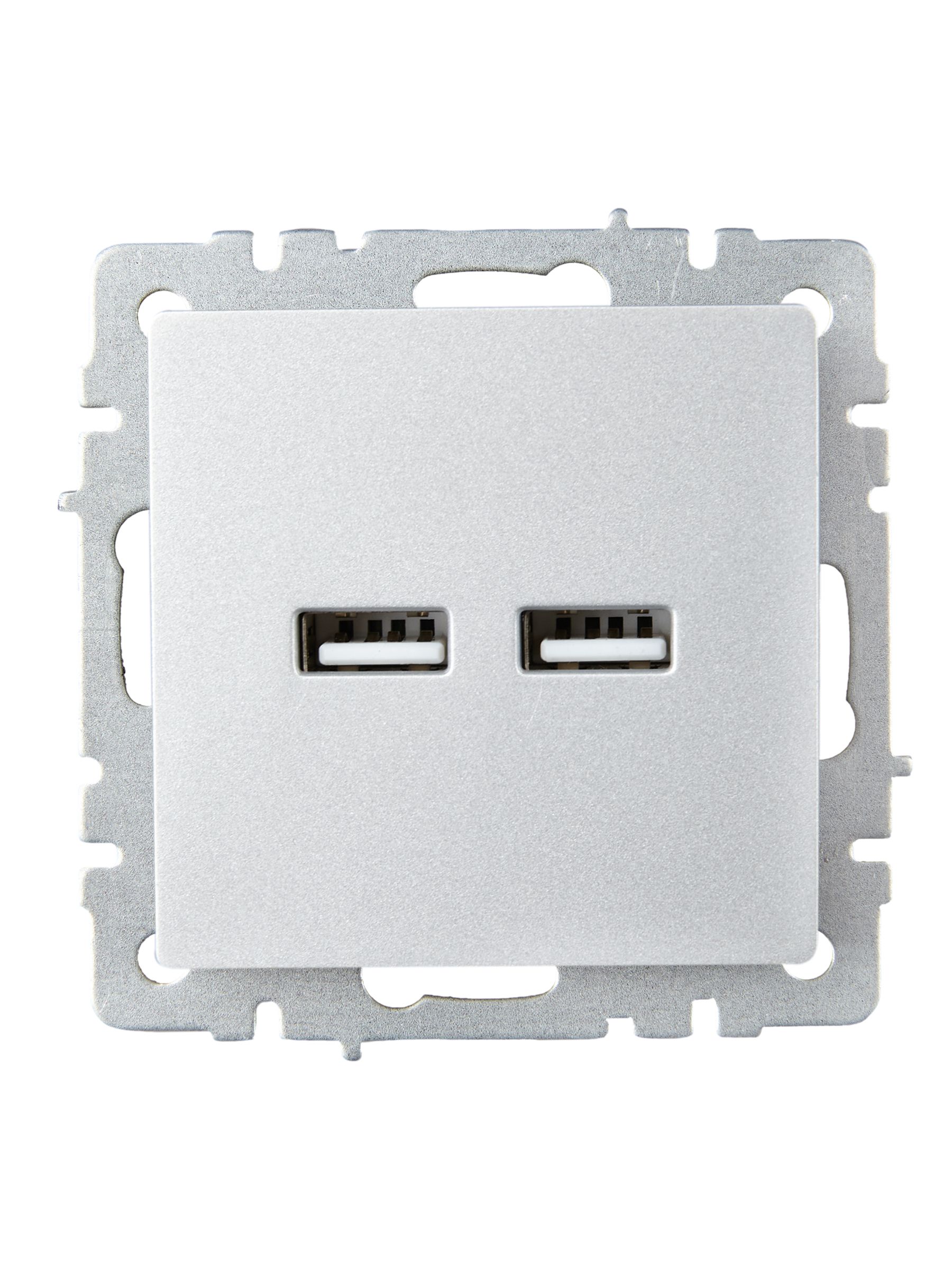 BRITE Розетка USB A+A 5В 3,1А РЮ10-1-БрА алюминий ИЭК