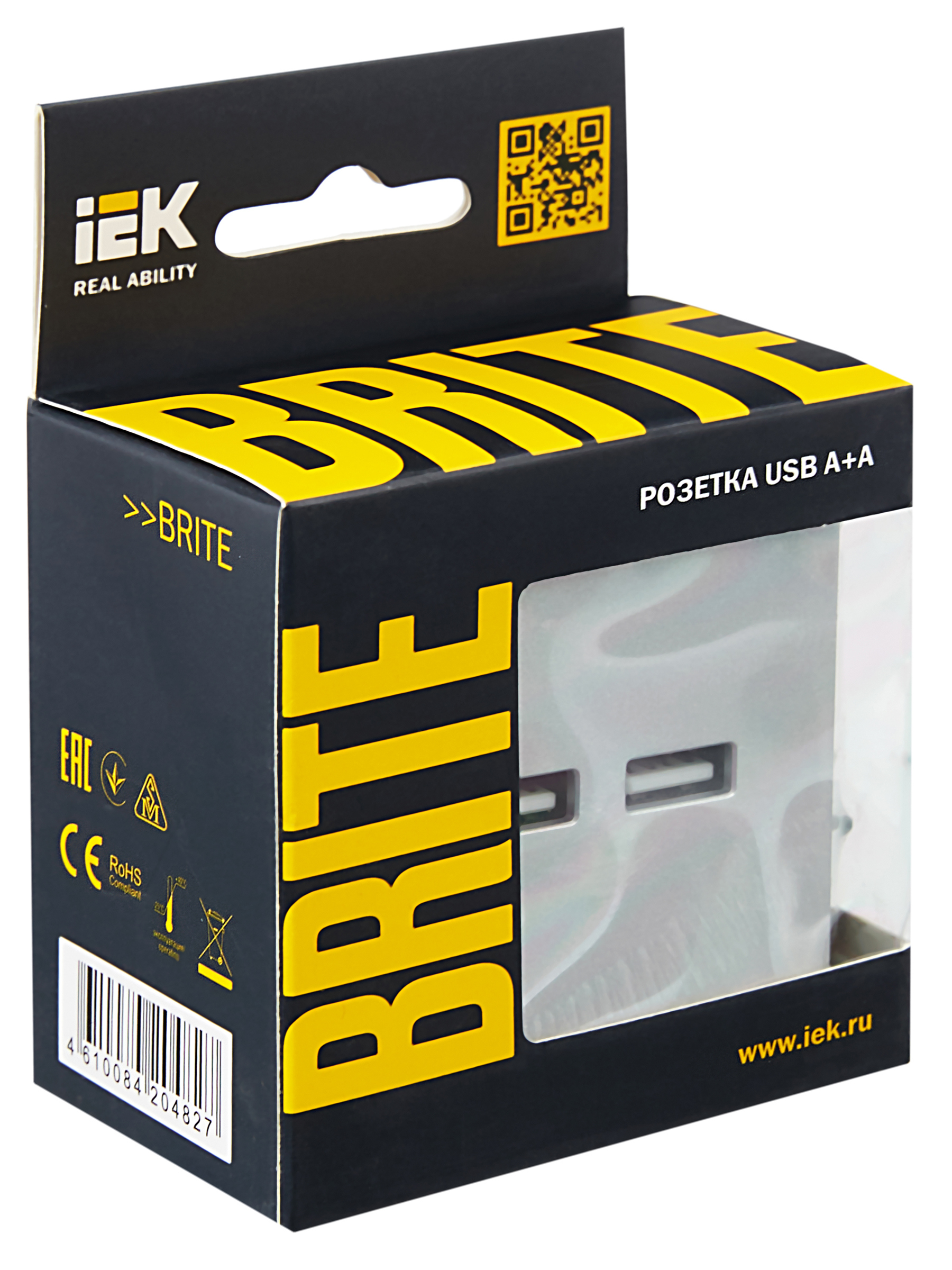 BRITE Розетка USB A+A 5В 3,1А РЮ10-1-БрА алюминий ИЭК