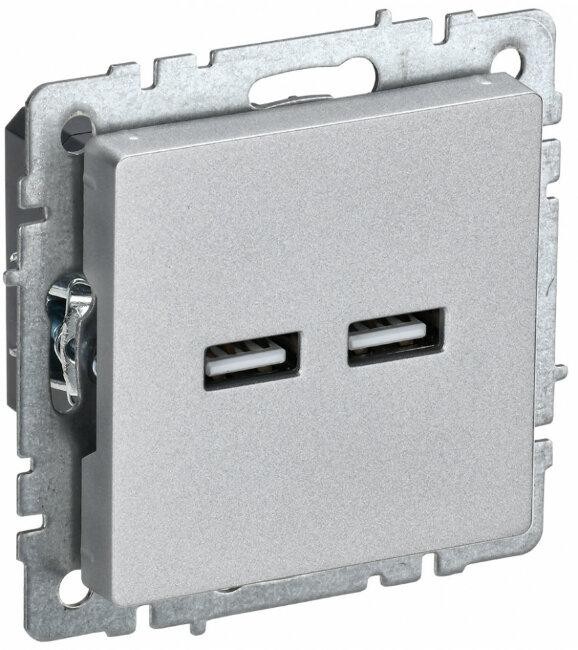 BRITE Розетка USB A+A 5В 3,1А РЮ10-1-БрА алюминий ИЭК