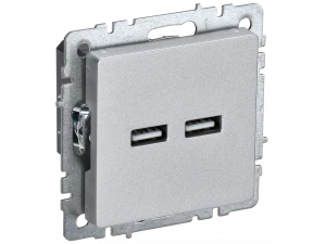BRITE Розетка USB A+A 5В 3,1А РЮ10-1-БрА алюминий ИЭК