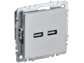 BRITE Розетка USB A+A 5В 3,1А РЮ10-1-БрА алюминий ИЭК