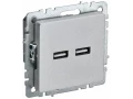 BRITE Розетка USB A+A 5В 3,1А РЮ10-1-БрА алюминий ИЭК