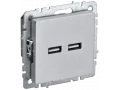 BRITE Розетка USB A+A 5В 3,1А РЮ10-1-БрА алюминий ИЭК