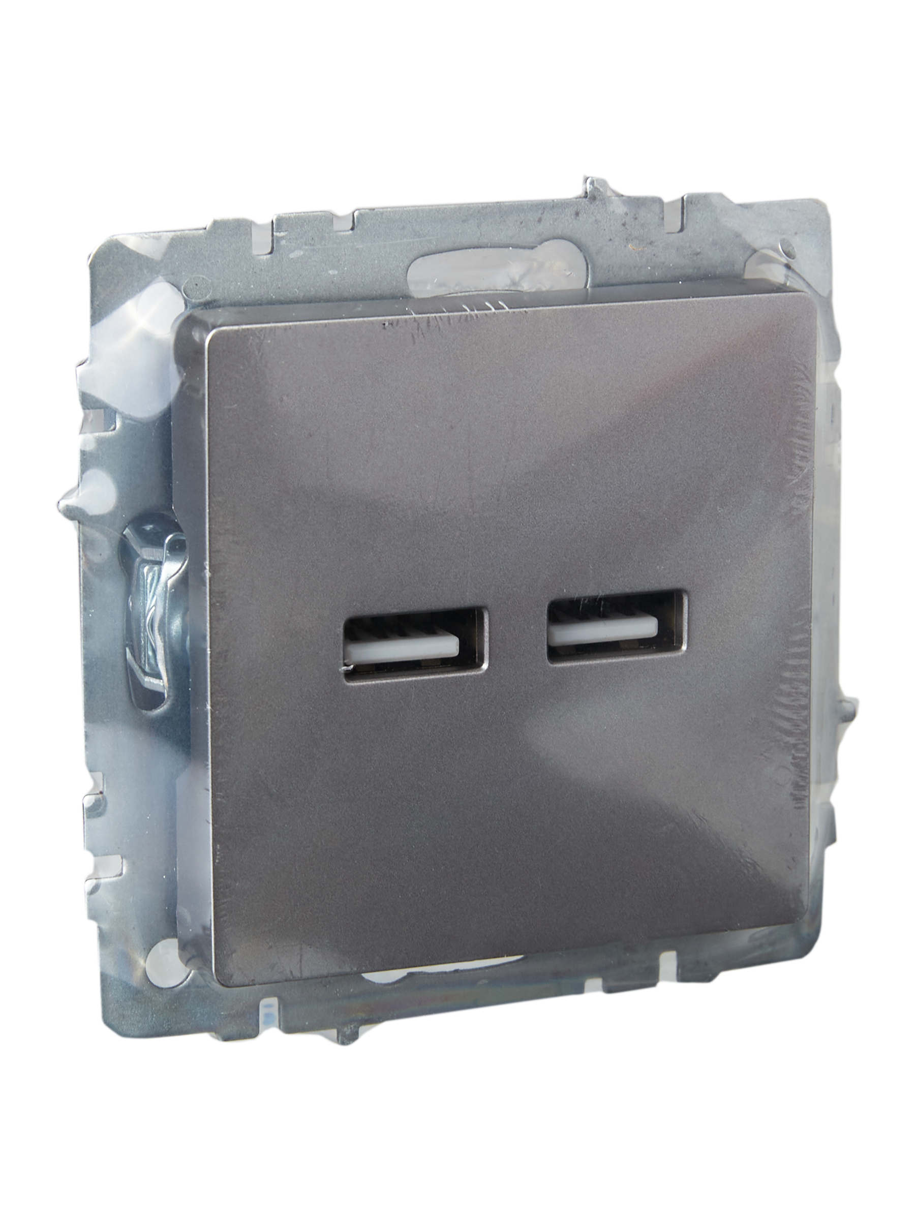 BRITE Розетка USB A+A 5В 3,1А РЮ10-1-БрС сталь ИЭК