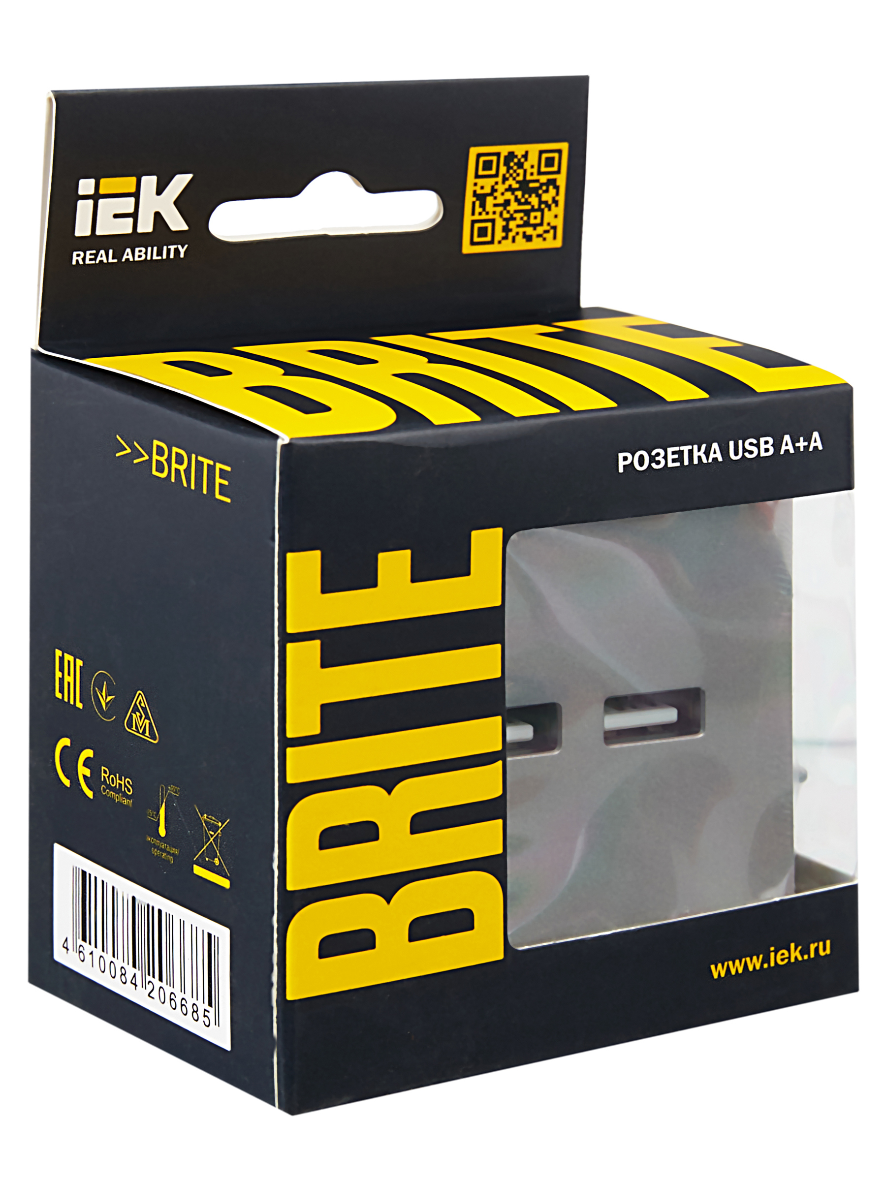 BRITE Розетка USB A+A 5В 3,1А РЮ10-1-БрС сталь ИЭК