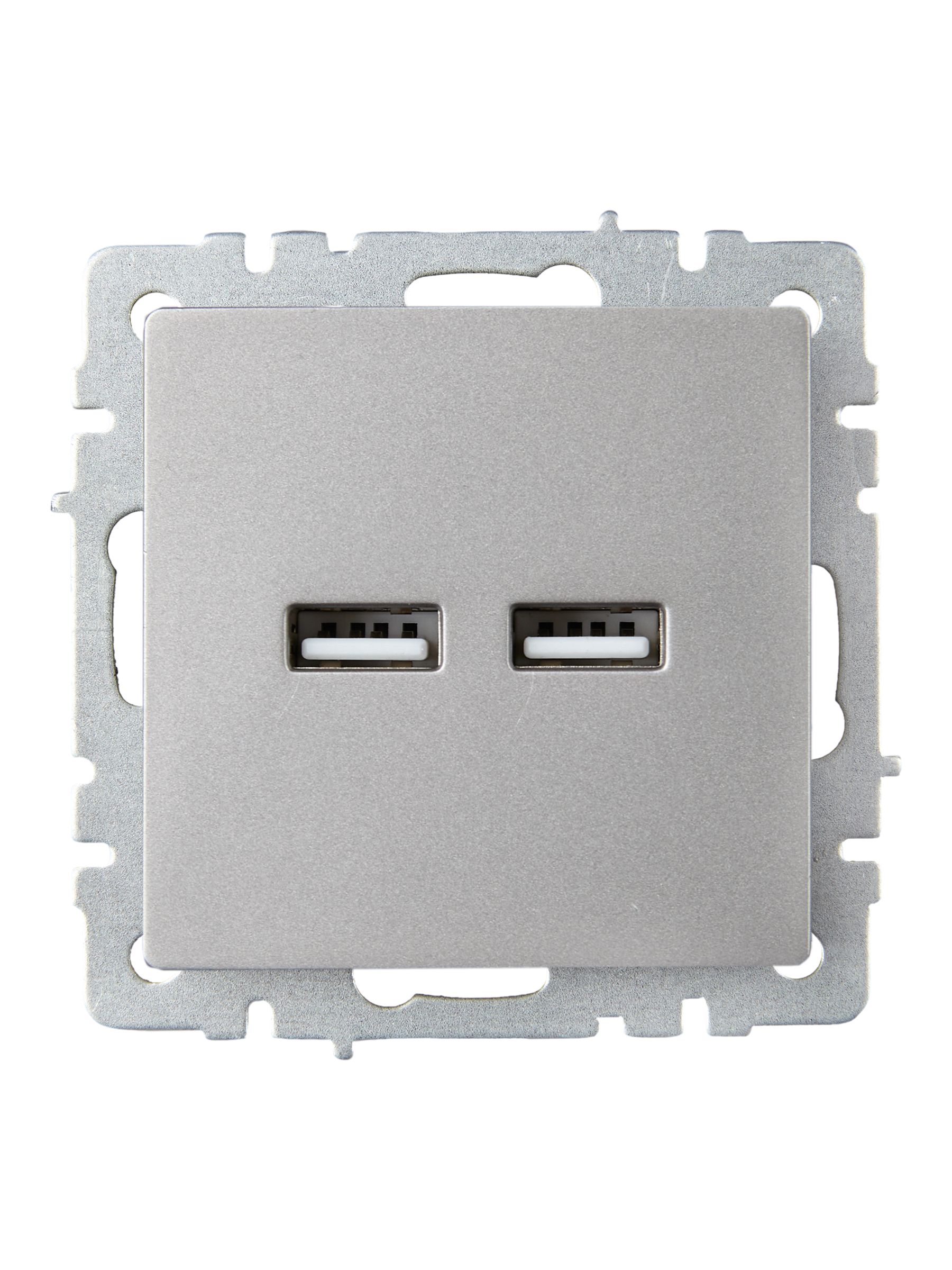 BRITE Розетка USB A+A 5В 3,1А РЮ10-1-БрС сталь ИЭК