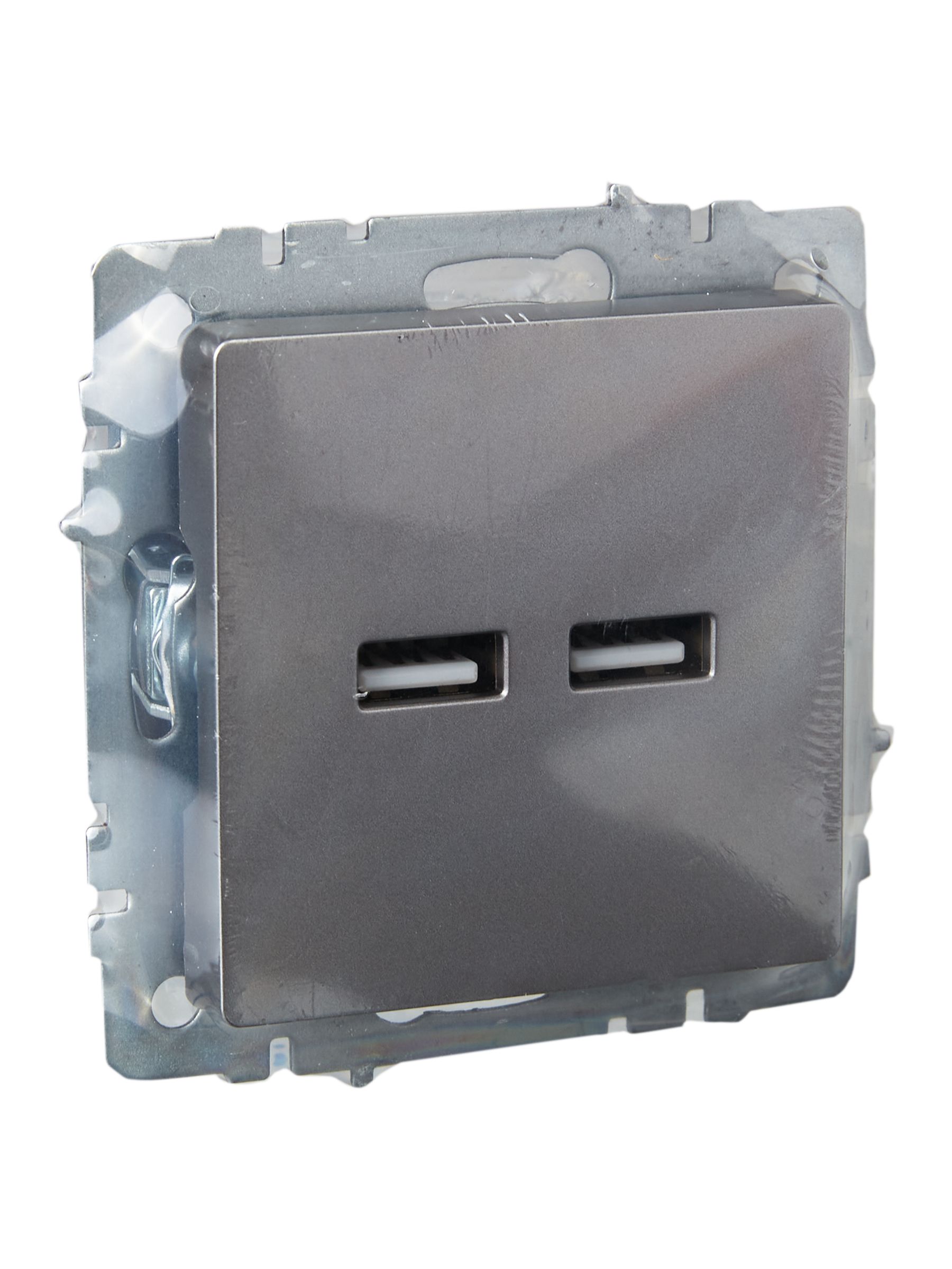 BRITE Розетка USB A+A 5В 3,1А РЮ10-1-БрС сталь ИЭК
