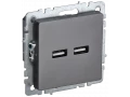 BRITE Розетка USB A+A 5В 3,1А РЮ10-1-БрС сталь ИЭК