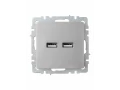 BRITE Розетка USB A+A 5В 3,1А РЮ10-1-БрС сталь ИЭК