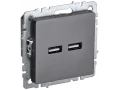 BRITE Розетка USB A+A 5В 3,1А РЮ10-1-БрС сталь ИЭК