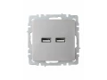 BRITE Розетка USB A+A 5В 3,1А РЮ10-1-БрС сталь ИЭК