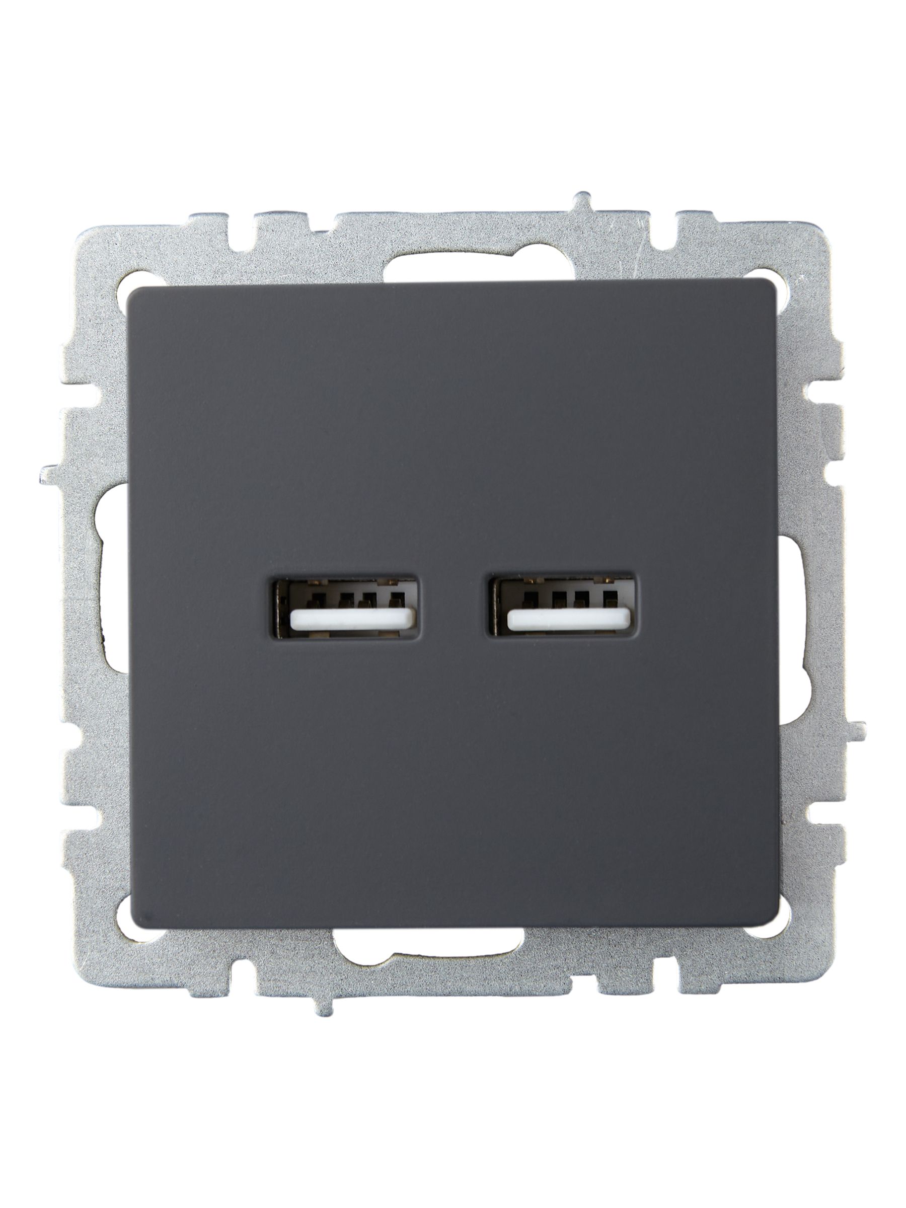 BRITE Розетка USB A+A 5В 3,1А РЮ10-1-БрГ графит ИЭК