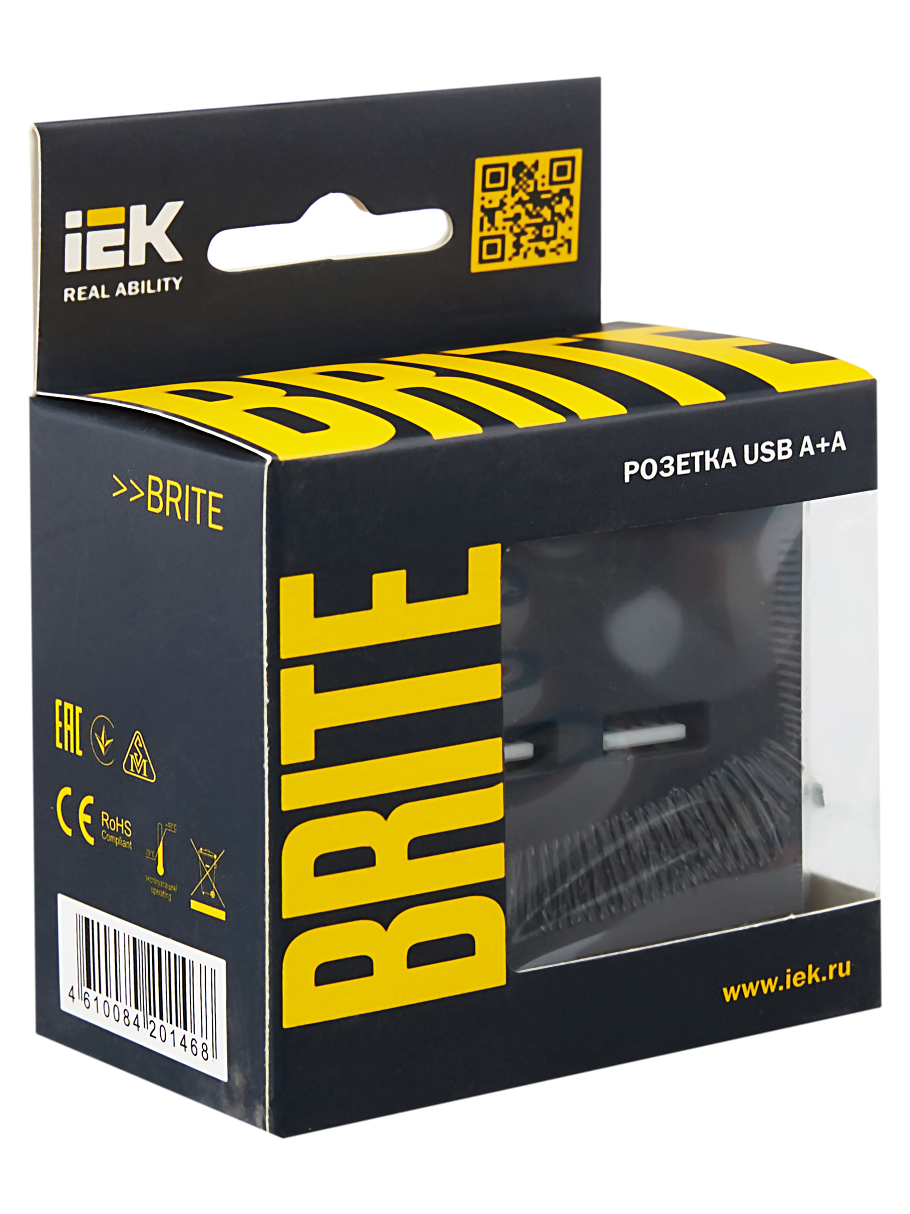 BRITE Розетка USB A+A 5В 3,1А РЮ10-1-БрГ графит ИЭК