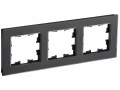 BRITE Рамка 3 -местная РУ-3-2-Бр стекло черный матовый ИЭК