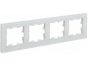 BRITE Рамка 4 -местная РУ-4-2-Бр стекло белый матовый ИЭК