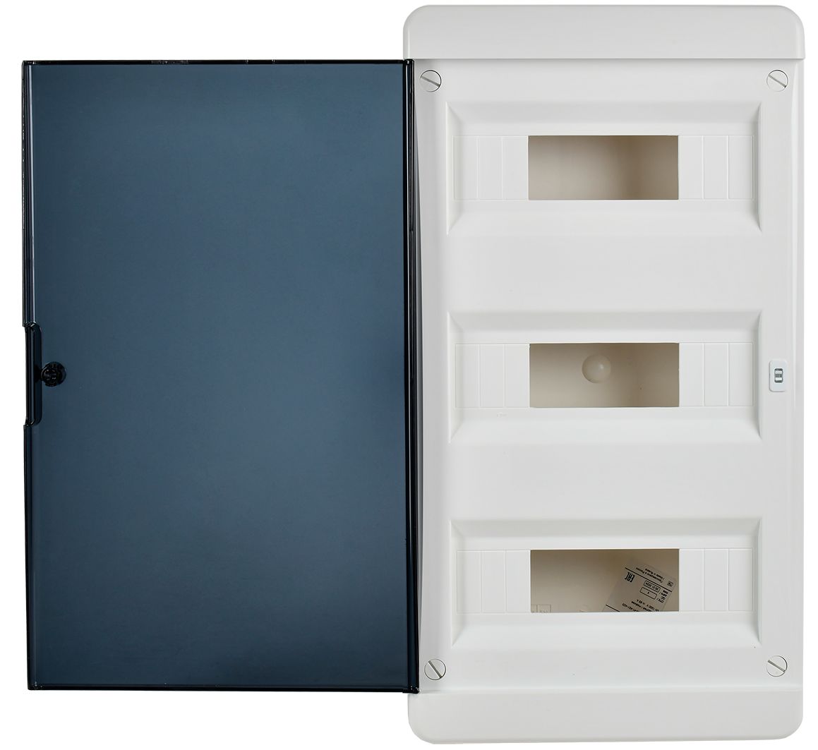 TEKFOR Корпус пластиковый ЩРВ-П-36 IP41 черная прозрачная дверь ИЭК