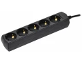 Удлинитель У05 5 мест с заземлением 3м 3х1мм2 10А 250В черный GENERICA ИЭК