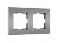 Рамка на 2 поста Slab (серебро матовый) /W0022965